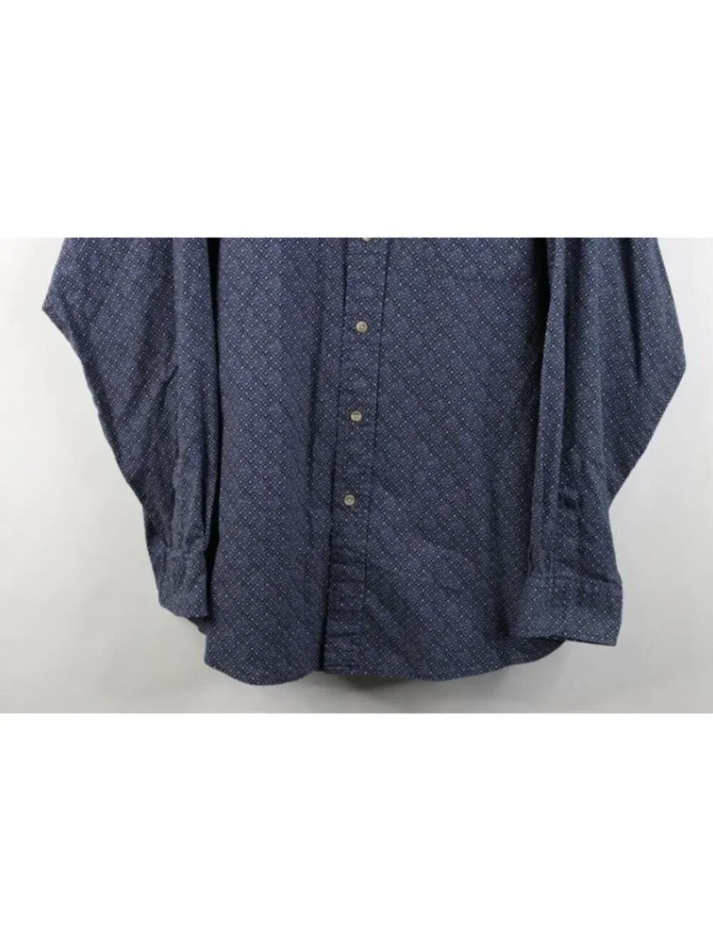 Vintage 90s Streetwear Mens 2XL Faded Geometric Collared Button Down Shirt Blue